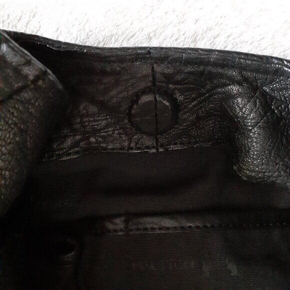 Halston Heritage Women's Black Pebbled Leather Metal Hinge Monogram Hobo Purse - Picture 9 of 15